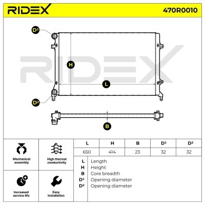 Radiator, Engine Cooling RIDEX 470R0010 470R0010 - photo 7