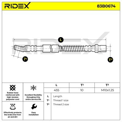 Brake Hose RIDEX 83B0674 83B0674 - photo 7