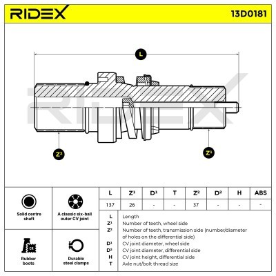 Drive Shaft RIDEX 13D0181 13D0181 - photo 6