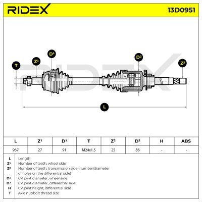 Drive Shaft RIDEX 13D0951 13D0951 - photo 6