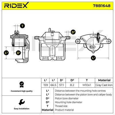 Brake Caliper RIDEX 78B1648 78B1648 - photo 6