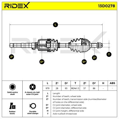 Drive Shaft RIDEX 13D0278 13D0278 - photo 7