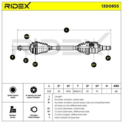 Drive Shaft RIDEX 13D0855 13D0855 - photo 5