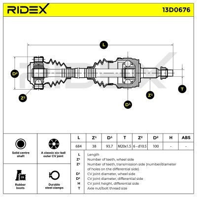 Drive Shaft RIDEX 13D0676 13D0676 - photo 6