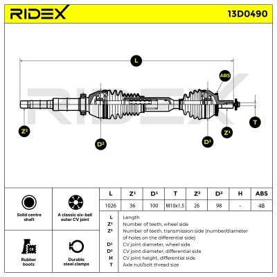 Drive Shaft RIDEX 13D0490 13D0490 - photo 8
