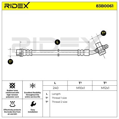 Brake Hose RIDEX 83B0061 83B0061 - photo 3