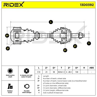 Drive Shaft RIDEX 13D0392 13D0392 - photo 4