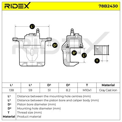 Brake Caliper RIDEX 78B2430 78B2430 - photo 7