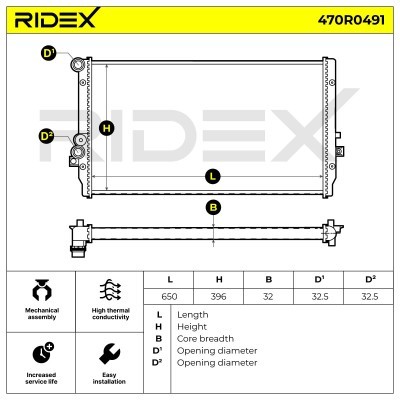 Radiator, Engine Cooling RIDEX 470R0491 470R0491 - photo 3