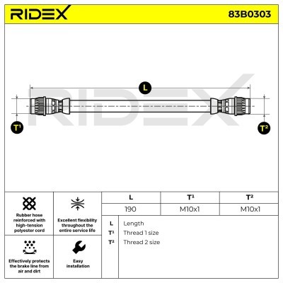 Brake Hose RIDEX 83B0303 83B0303 - photo 3