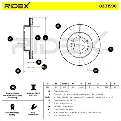 Brake Disc RIDEX 82B1590 82B1590 - photo 6