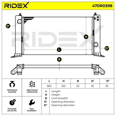 Radiator, Engine Cooling RIDEX 470R0398 470R0398 - photo 7