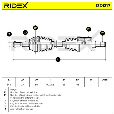 Drive Shaft RIDEX 13D1317 13D1317 - photo 7