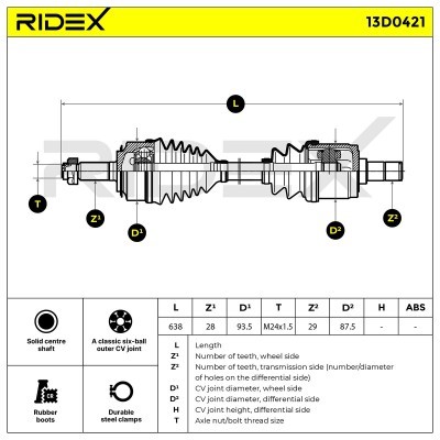 Drive Shaft RIDEX 13D0421 13D0421 - photo 7