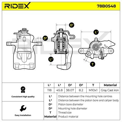 Brake Caliper RIDEX 78B0548 78B0548 - photo 5