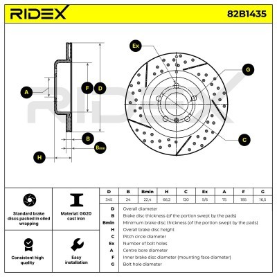 Brake Disc RIDEX 82B1435 82B1435 - photo 6