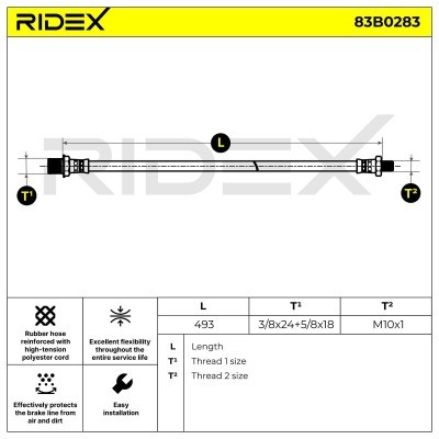 Brake Hose RIDEX 83B0283 83B0283 - photo 2