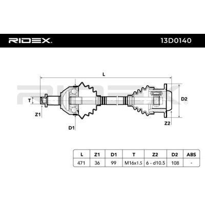 Drive Shaft RIDEX 13D0140 13D0140 - photo 7