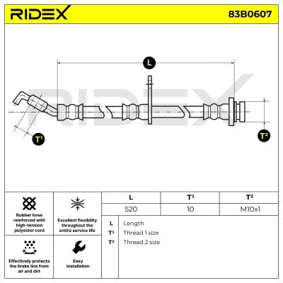 Brake Hose RIDEX 83B0607 83B0607 - photo 2