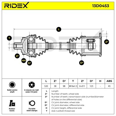 Drive Shaft RIDEX 13D0453 13D0453 - photo 7