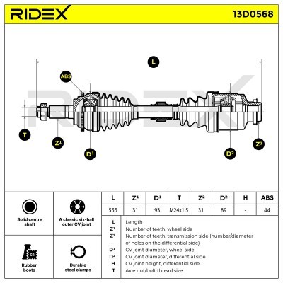 Drive Shaft RIDEX 13D0568 13D0568 - photo 6