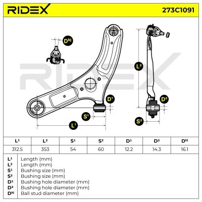 Control Arm RIDEX 273C1091 273C1091 - photo 8