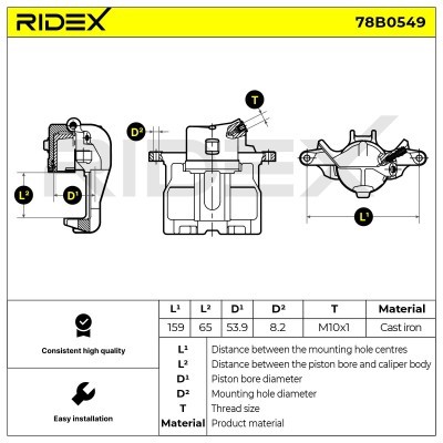 Brake Caliper RIDEX 78B0549 78B0549 - photo 2