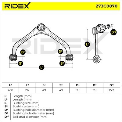 Control Arm RIDEX 273C0870 273C0870 - photo 5