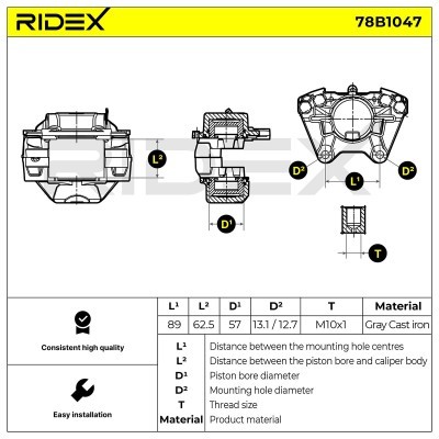 Brake Caliper RIDEX 78B1047 78B1047 - photo 6