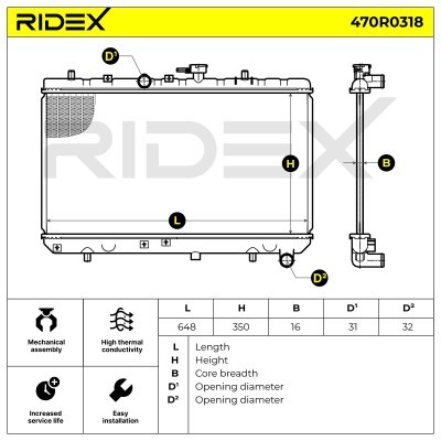 Radiator, Engine Cooling RIDEX 470R0318 470R0318 - photo 5