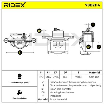 Brake Caliper RIDEX 78B2114 78B2114 - photo 3