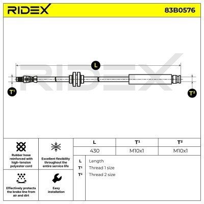 Brake Hose RIDEX 83B0576 83B0576 - photo 2