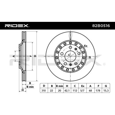 Brake Disc RIDEX 82B0516 82B0516 - photo 3