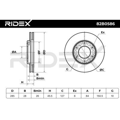 Brake Disc RIDEX 82B0586 82B0586 - photo 2