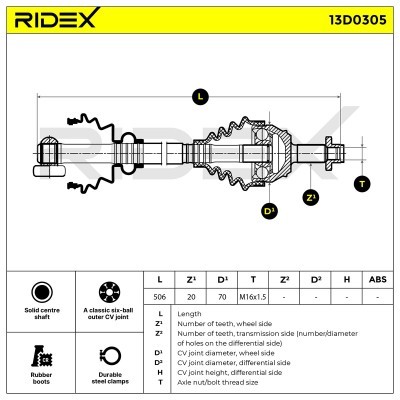 Drive Shaft RIDEX 13D0305 13D0305 - photo 4