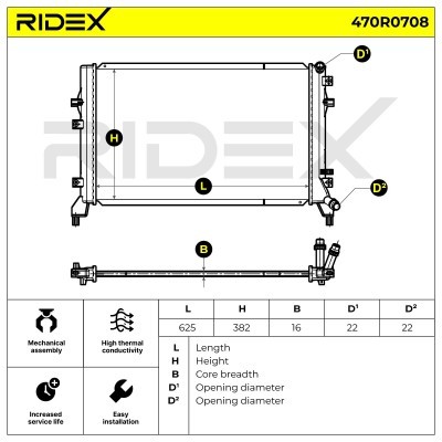 Radiator, Engine Cooling RIDEX 470R0708 470R0708 - photo 7