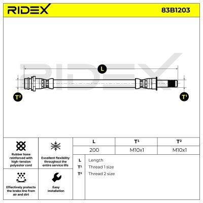 Brake Hose RIDEX 83B1203 83B1203 - photo 6