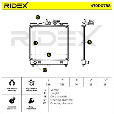 Radiator, Engine Cooling RIDEX 470R0788 470R0788 - photo 5