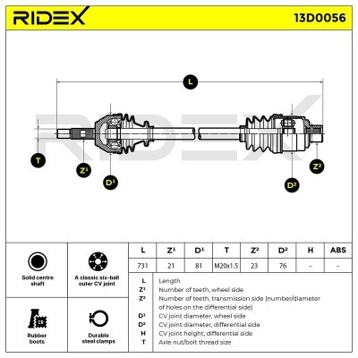 Drive Shaft RIDEX 13D0056 13D0056 - photo 6