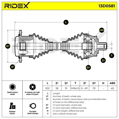 Drive Shaft RIDEX 13D0581 13D0581 - photo 7