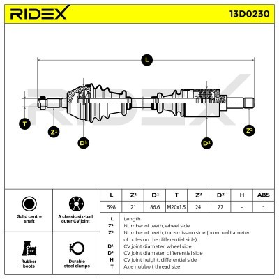 Drive Shaft RIDEX 13D0230 13D0230 - photo 5