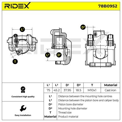 Brake Caliper RIDEX 78B0952 78B0952 - photo 3