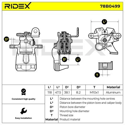Brake Caliper RIDEX 78B0499 78B0499 - photo 2