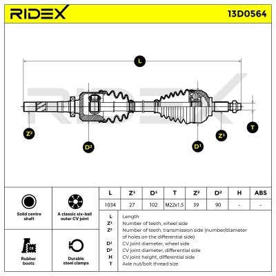 Drive Shaft RIDEX 13D0564 13D0564 - photo 8