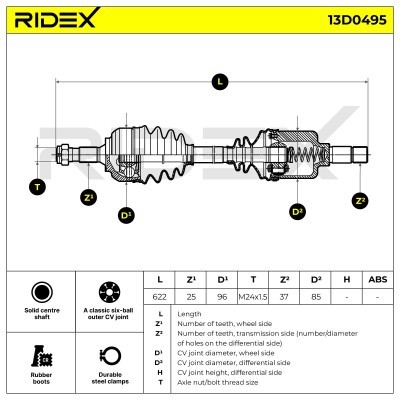 Drive Shaft RIDEX 13D0495 13D0495 - photo 7