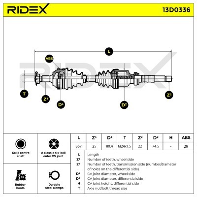 Drive Shaft RIDEX 13D0336 13D0336 - photo 8