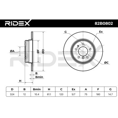 Brake Disc RIDEX 82B0802 82B0802 - photo 7