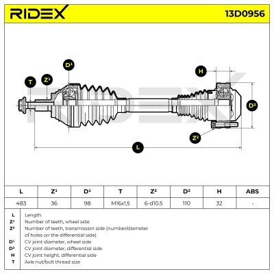 Drive Shaft RIDEX 13D0956 13D0956 - photo 7