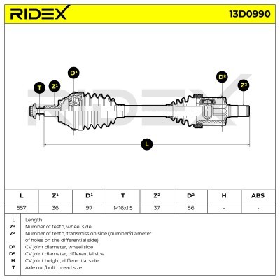 Drive Shaft RIDEX 13D0990 13D0990 - photo 7