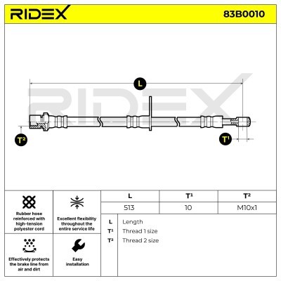 Brake Hose RIDEX 83B0010 83B0010 - photo 3